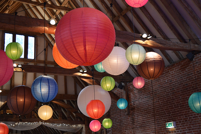 Hanging paper lanterns with a twist.